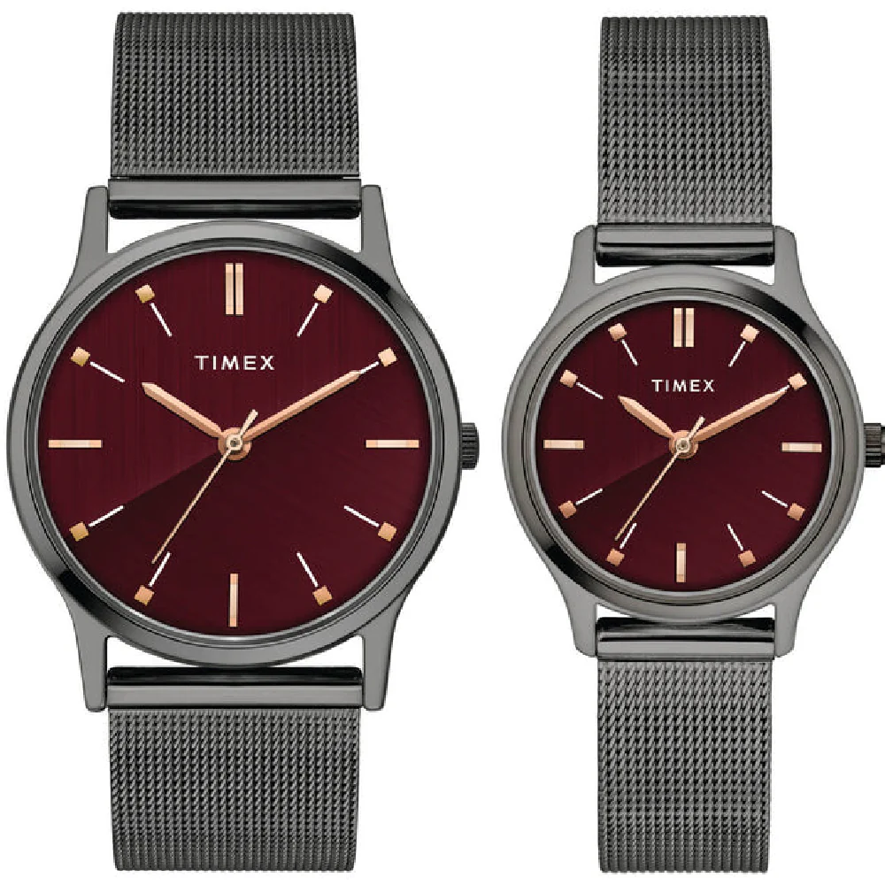 Timex Classics  Pairs Red Dial Round Case 3 Hands Function Watch -TW00PR272 - Image 2