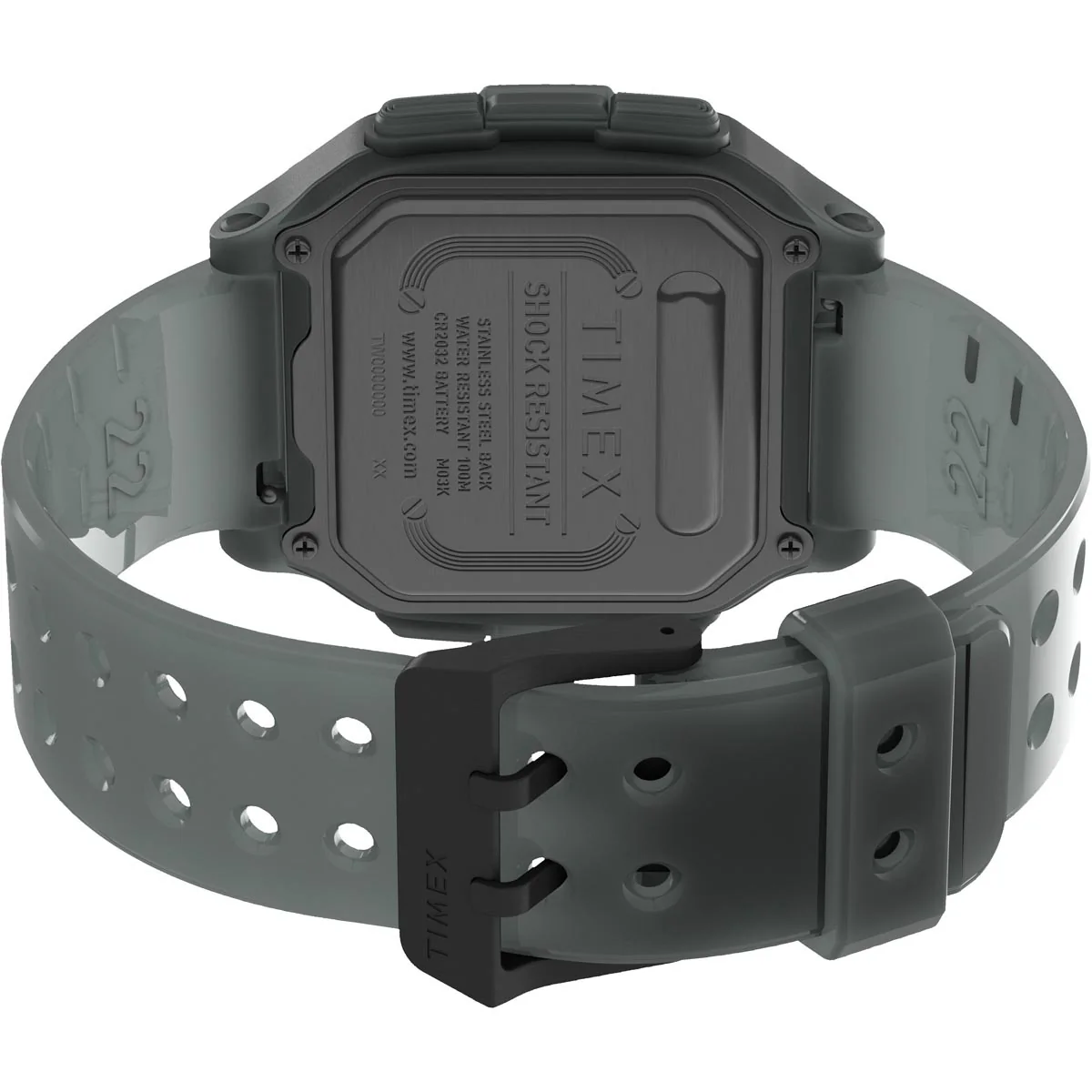 Timex Digital Men's Digital Translucent Dial Square Case Quick-Release-Silicone-Strap Function Watch -TW2U56400 - Image 4