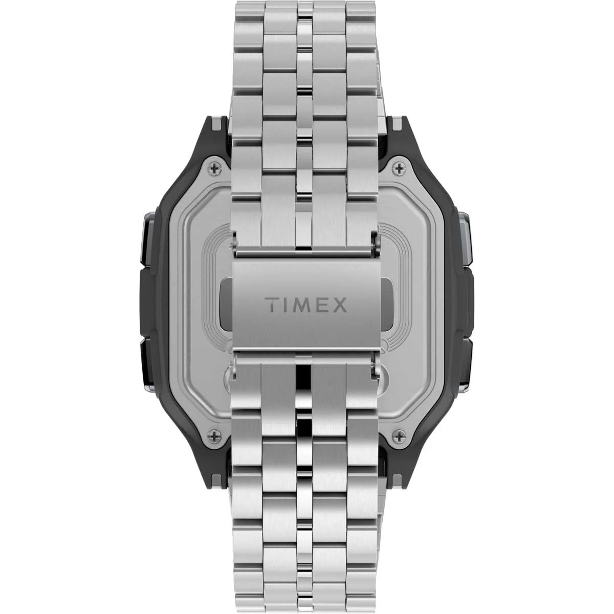 Timex Digital Men's Digital Silver-Tone Dial Square Case Adjustable-Stainless-Steel-Bracelet Function Watch -TW2U17000 - Image 2