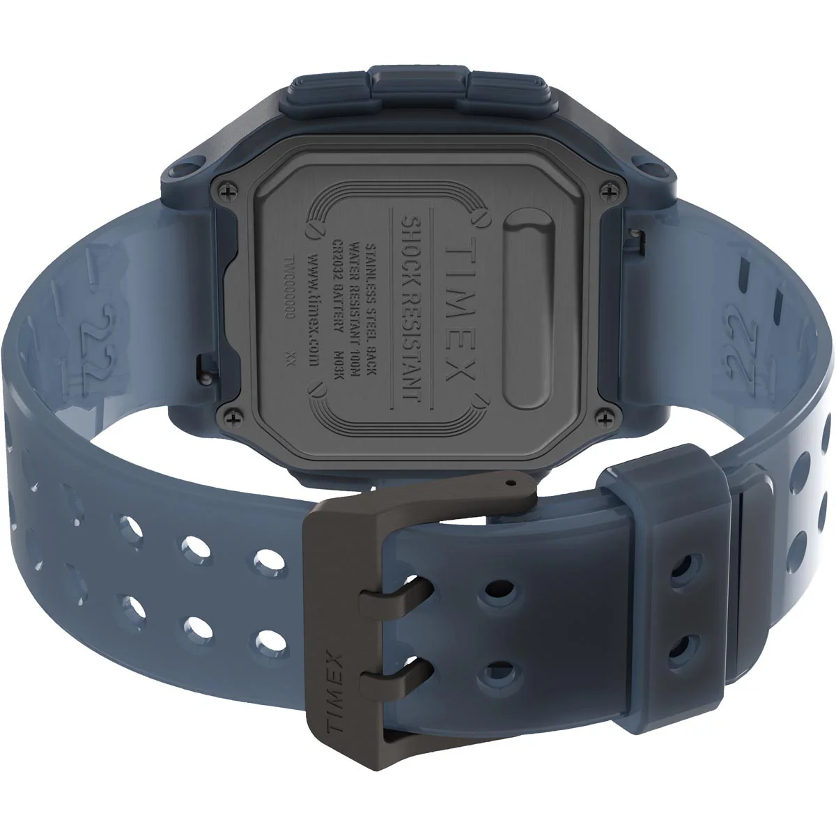 Timex Digital Men's Digital Translucent Dial Square Case Quick-Release-Silicone-Strap Function Watch -TW2U56500 - Image 4