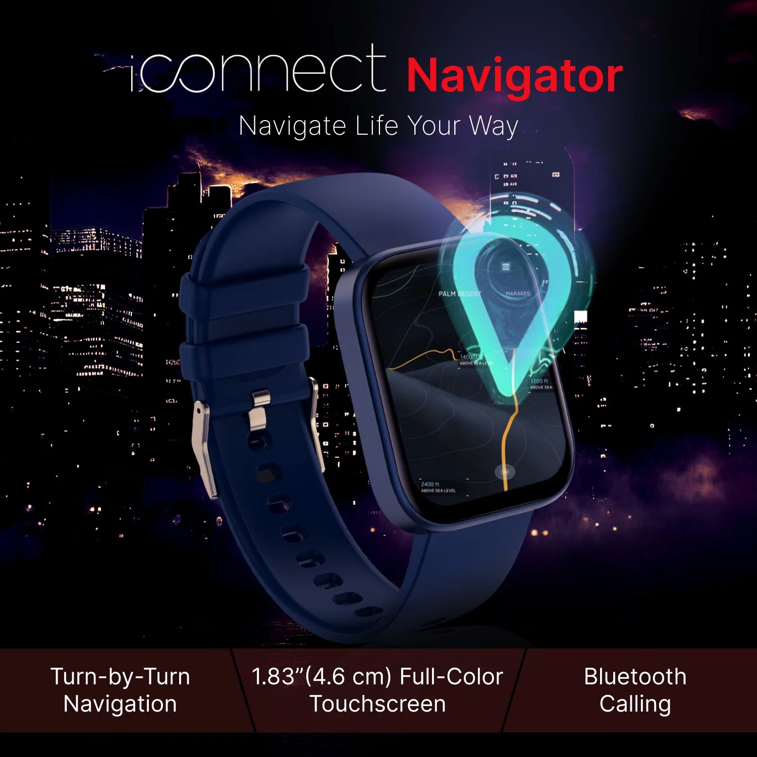 iConnect by Timex Navigator 1.83 inches (4.6cm) Display with Turn By Turn Navigation & BT Calling Smartwatch For Unisex - TWIXW902T - Image 3