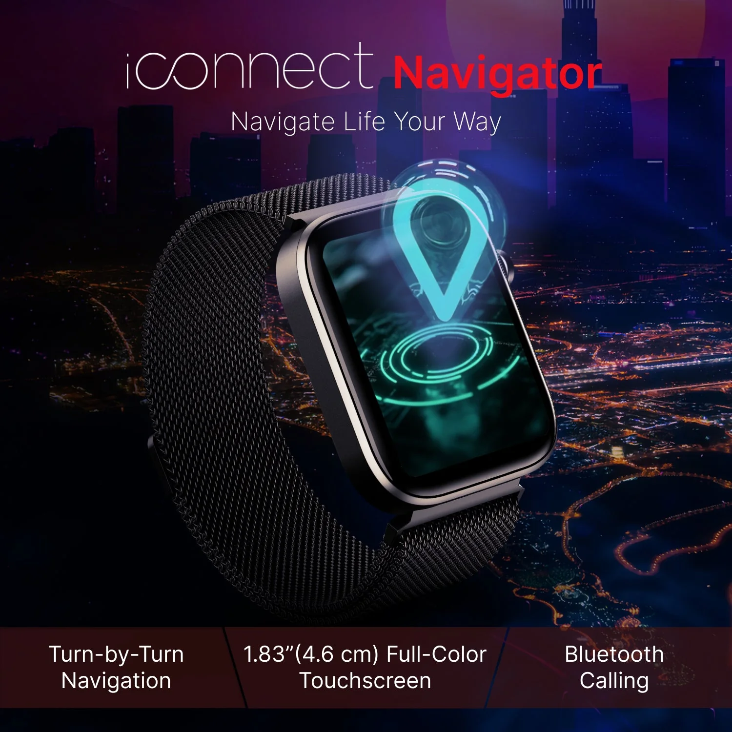 iConnect by Timex Navigator 1.83 inches (4.6cm) Display with Turn By Turn Navigation & BT Calling Smartwatch For Unisex - TWIXW904T - Image 3