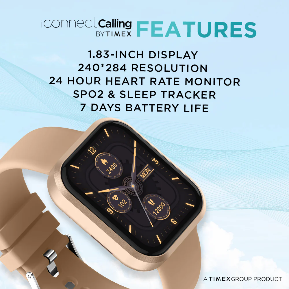 Timex iConnect Calling Smartwatch|1.83 inches (4.64 cm) TFT Display with 240x284 Pixel Resolution|Single Sync Bluetooth Calling|AI Voice Assist|100 Sports Modes|200 Watchfaces|Upto 7 Days Battery (Normal Usage) - TWIXW201T - Image 3