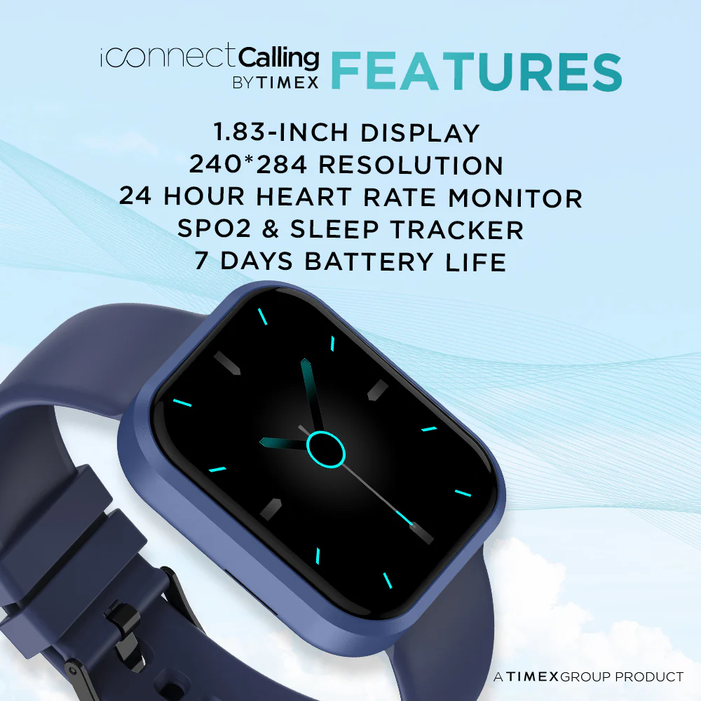 Timex iConnect Calling Smartwatch|1.83 (4.64 cm) TFT Display with 240x284 Pixel Resolution|Single Sync Bluetooth Calling|AI Voice Assist|100 Sports Modes|200 Watchfaces|Upto 7 Days Battery (Normal Usage) - TWIXW202T - Image 3