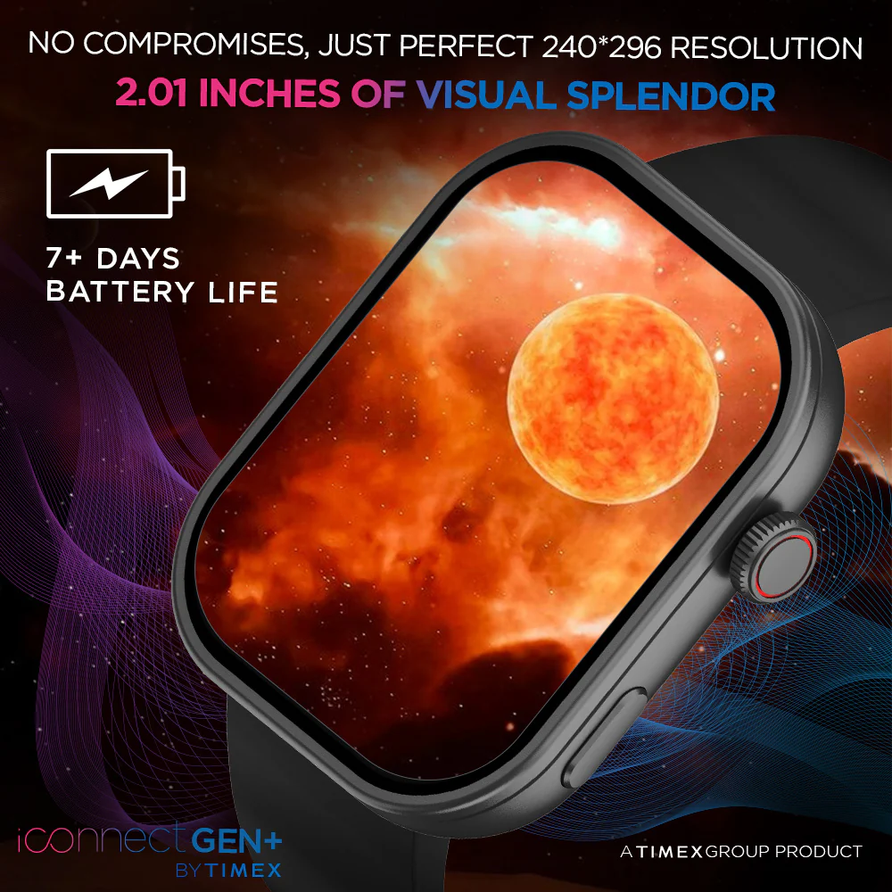Timex iConnect Gen Smartwatch|2.01(5.10 cm) TFT Display with 240x296 Pixel Resolution|Rotational Crown|Single Sync Bluetooth Calling|AI Voice Assist|100 Sports Modes|200 Watchfaces|Upto 7 Days Battery(Normal Usage) - TWIXW301T - Image 3
