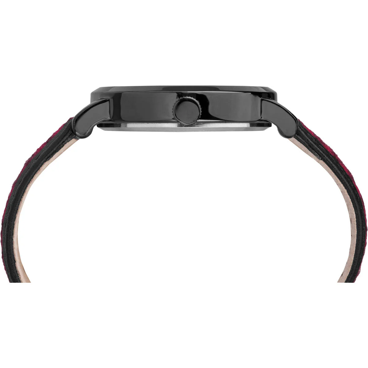 Timex Essential Collection Unisex Quartz Analog Black Dial Round Case Fabric-Strap-with-Leather-Trim Function Watch -TW2P98900 - Image 2