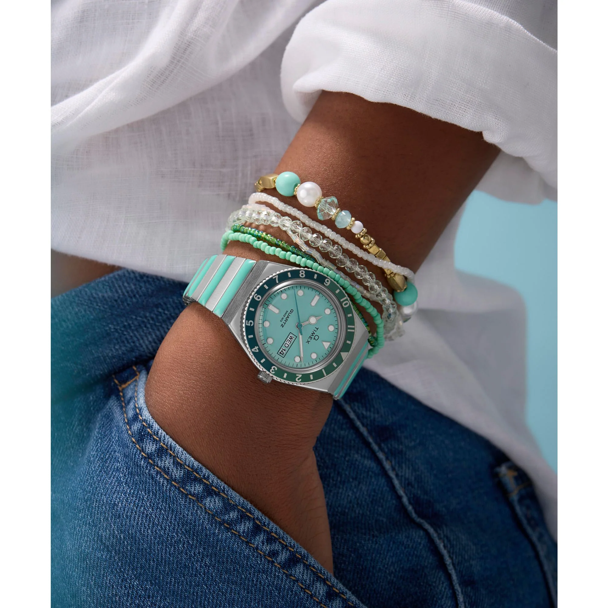 Q Timex Blue Round Dial Analog Women's Watch - TW2W87800UJ - Image 6