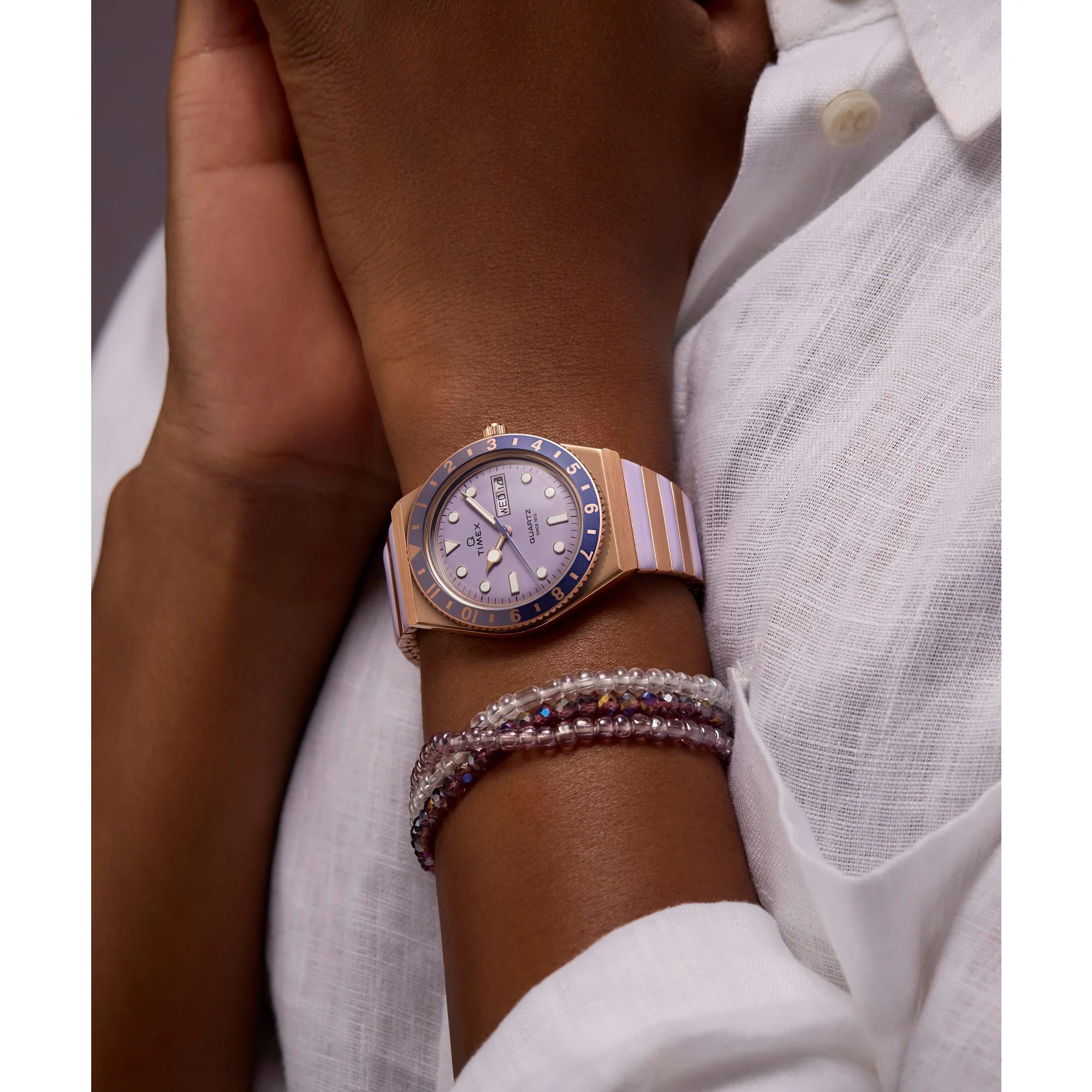 Q Timex Purple Round Dial Analog Women's Watch - TW2W87700UJ - Image 7