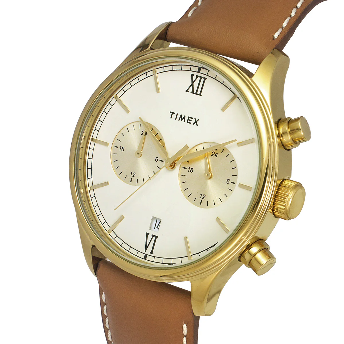 Timex Fashion Men's Beige Dial Round Case Dual time Function Watch -TWEG19806 - Image 2