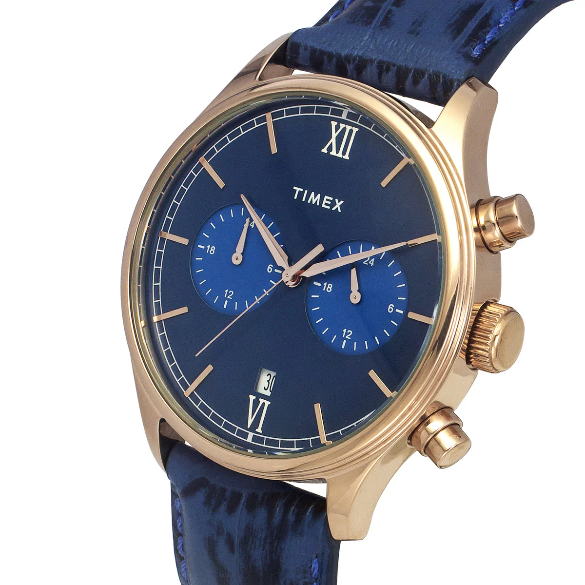 Timex Fashion Men's Blue Dial Round Case Dual time Function Watch -TWEG19807 - Image 2