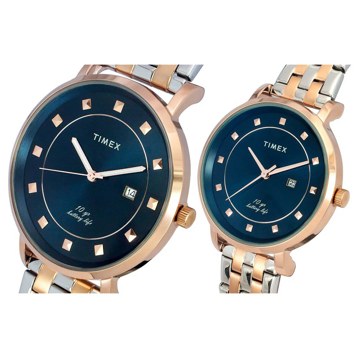 Timex Empera Pairs Blue Dial Round Case 10 Year Battery Life  Date Function Watch -TW00PR282 - Image 2