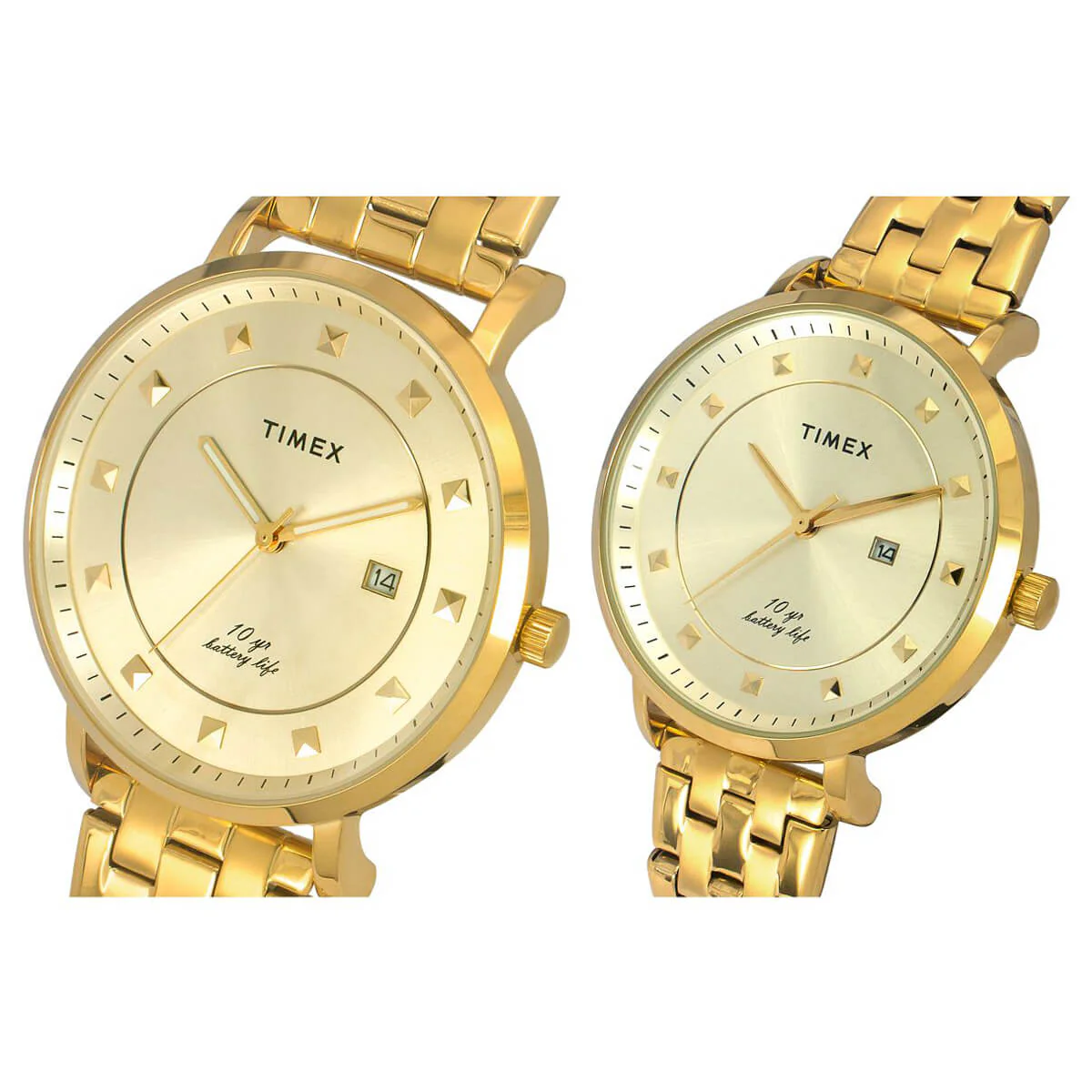 Timex Empera Pairs Champagne Dial Round Case 10 Year Battery Life  Date Function Watch -TW00PR280 - Image 2