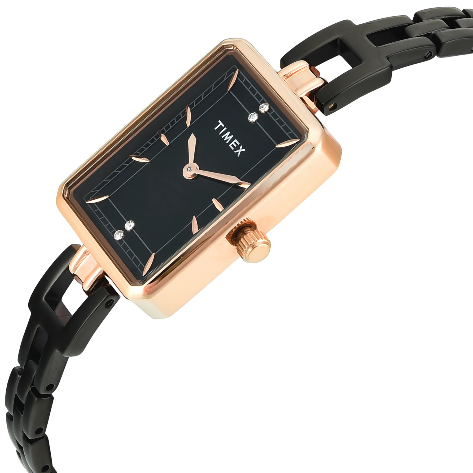 TIMEX Black Rectangle Dial Analog Women's Watch - TWEL22803 - Image 2