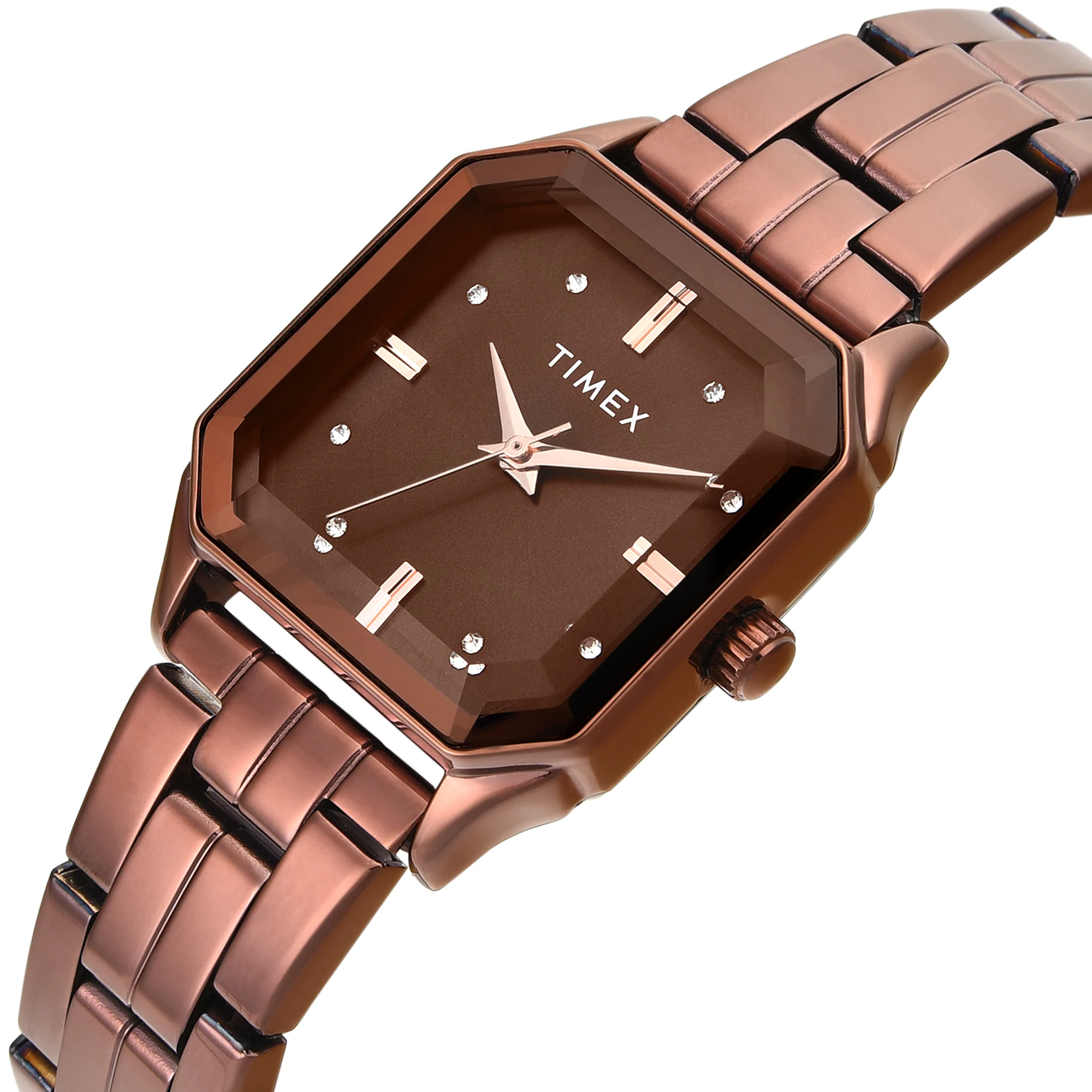 TIMEX Brown Rectangle Dial Analog Women's Watch - TWEL21803 - Image 2