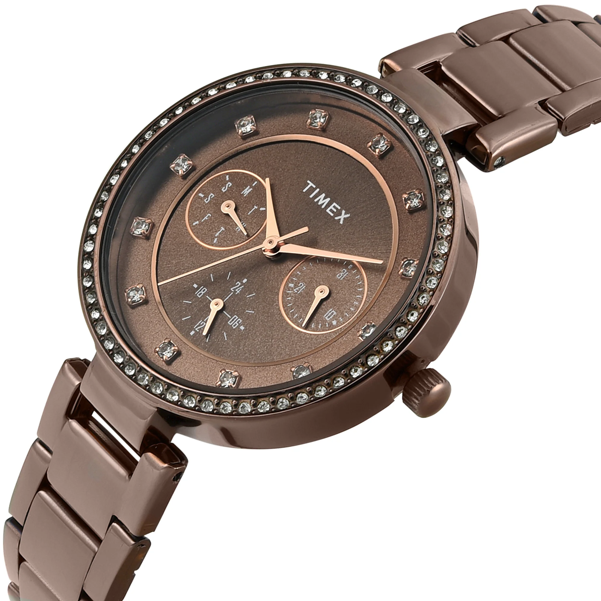 TIMEX Brown Round Dial Analog Women's Watch - TWEL18722 - Image 2