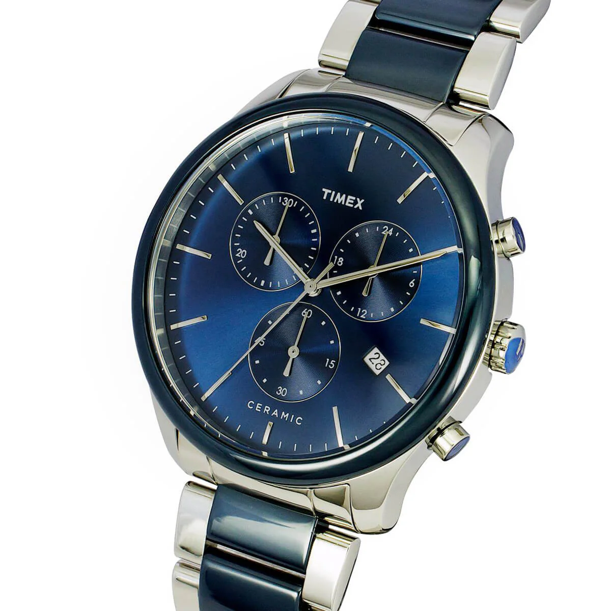 Timex Fashion Men's Blue Dial Round Case Chronograph Function Watch -TWEG21701 - Image 2