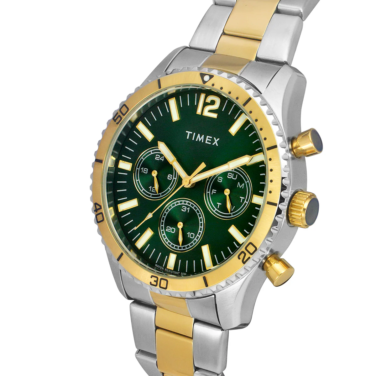 Timex E-Class Premium-Sport Collection Multifunction Men Analog Green Dial Coloured Quartz Watch, Round Dial with 43 mm Case Width - TWEG22201 - Image 2