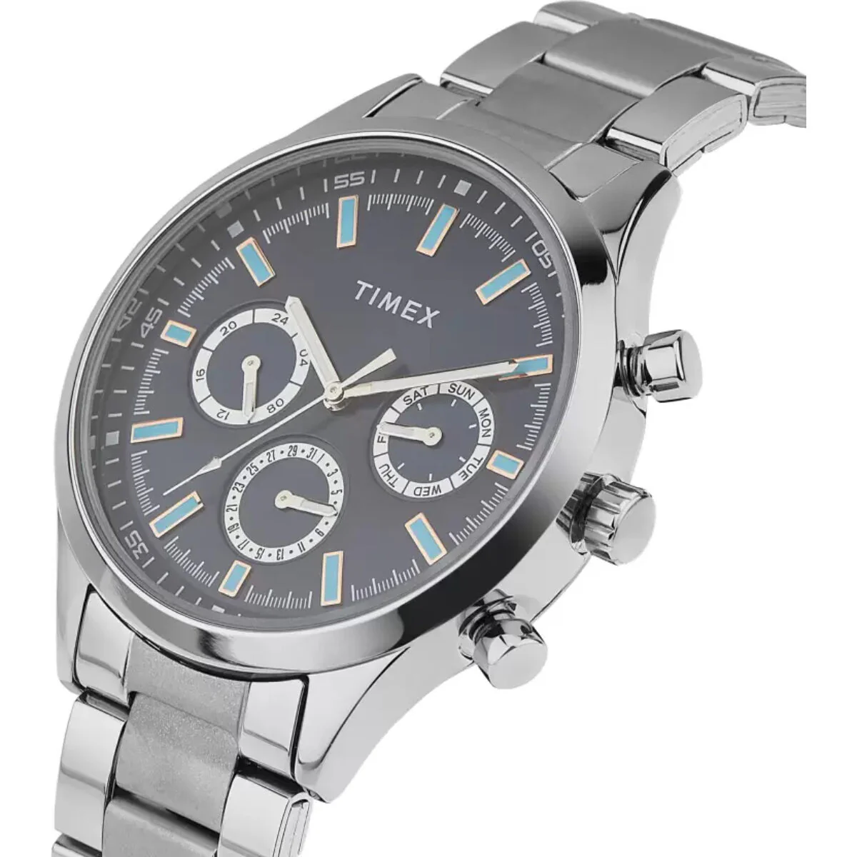 Timex Fashion Collection Premium Quality Multifunction Men Analog Blue Dial Coloured Quartz Watch, Round Dial with 43mm Case width - TWHG03SMU20 - Image 2
