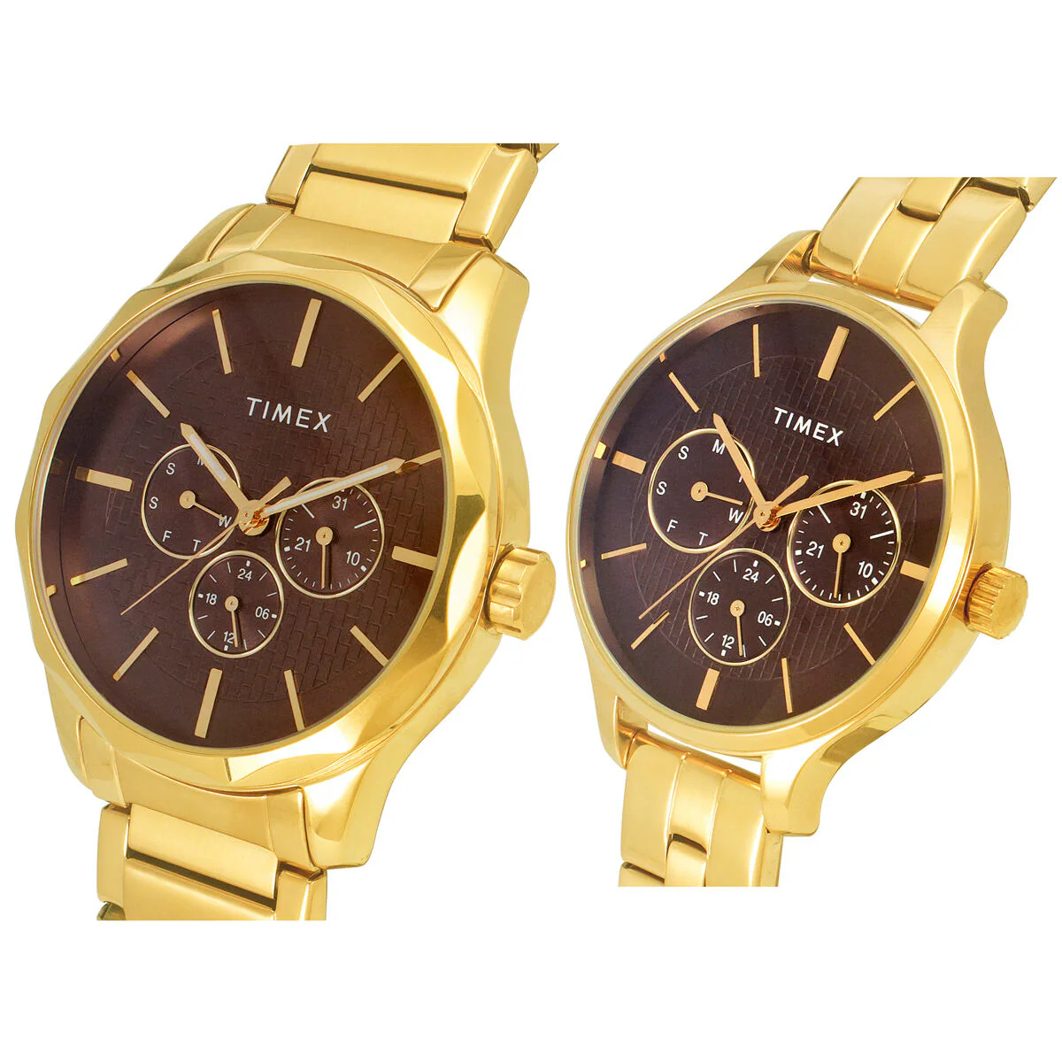 Timex Fashion Collection Premium Quality Multifunction Pair's Analog Brown Dial Coloured Quartz Watch, Round Dial with 44 mm Case width - TW00PR297 - Image 2