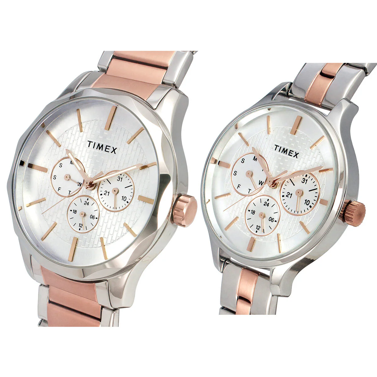 Timex Fashion Collection Premium Quality Multifunction Pair's Analog Silver Dial Coloured Quartz Watch, Round Dial with 44 mm Case width - TW00PR291 - Image 2