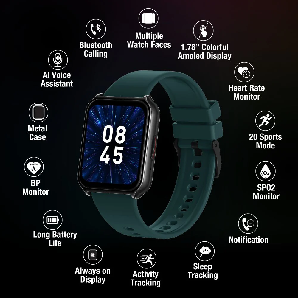 TIMEX Fit 3.0, Bluetooth Calling, 1.78" AMOLED, Metal Body Case, 24/7 Heart Rate Monitoring, SpO2, Step Count, Phone Finder, Camera & Music Control, 7 Day Battery -TWTXW404T - Image 6