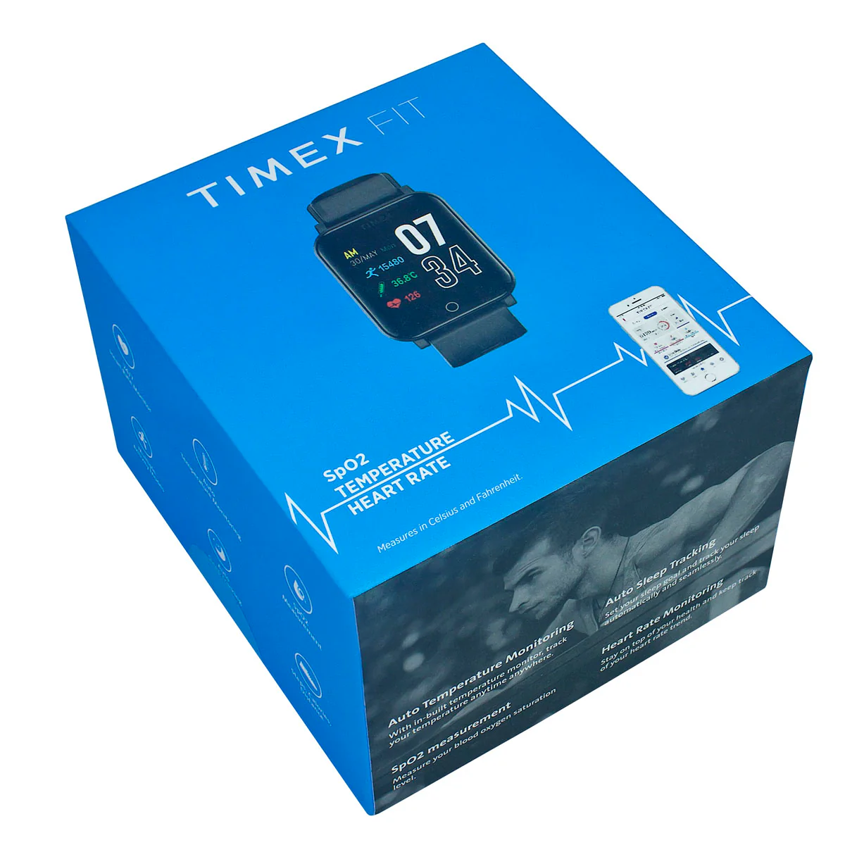Timex Helix Unisex Tech Digital Dial Rectangle Case Temperature  HRM  SpO2  Function Watch -TWTXW102T - Image 10