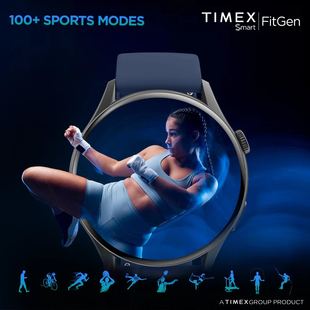 Timex FitGen 1.43 Round AMOLED Smartwatch with 466x466 Pixel Resolution|Single Sync Bluetooth Calling| Rotating Crown| Metallic Body|Always On Display|AI Voice Assist|100 Sports Modes|200 Watchfaces|Upto 7 Days Battery(Normal Usage) - TWTXW501T - Image 4