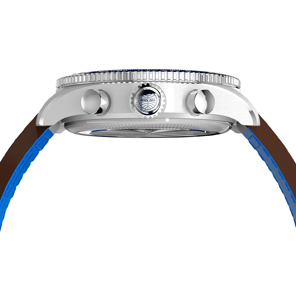 Timex Fly Back Chronograph x Pan Am® 43mm Leather Strap Watch  - Image 4