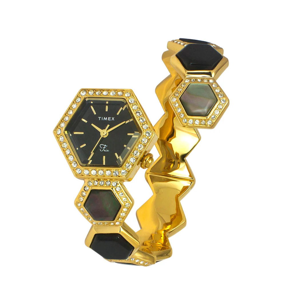 TIMEX Fria Women Black  Hexagon Dial Analog Watch - TWEL17900 - Image 2