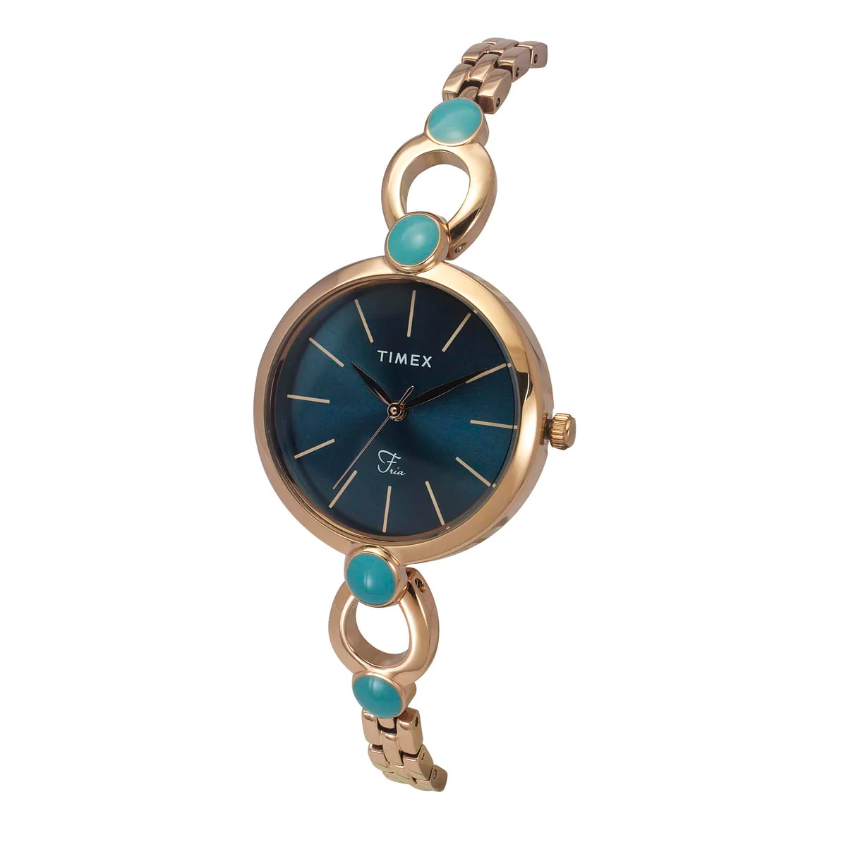 Timex Fria Women Teal Round Dial Analog Watch - TWEL18106 - Image 2