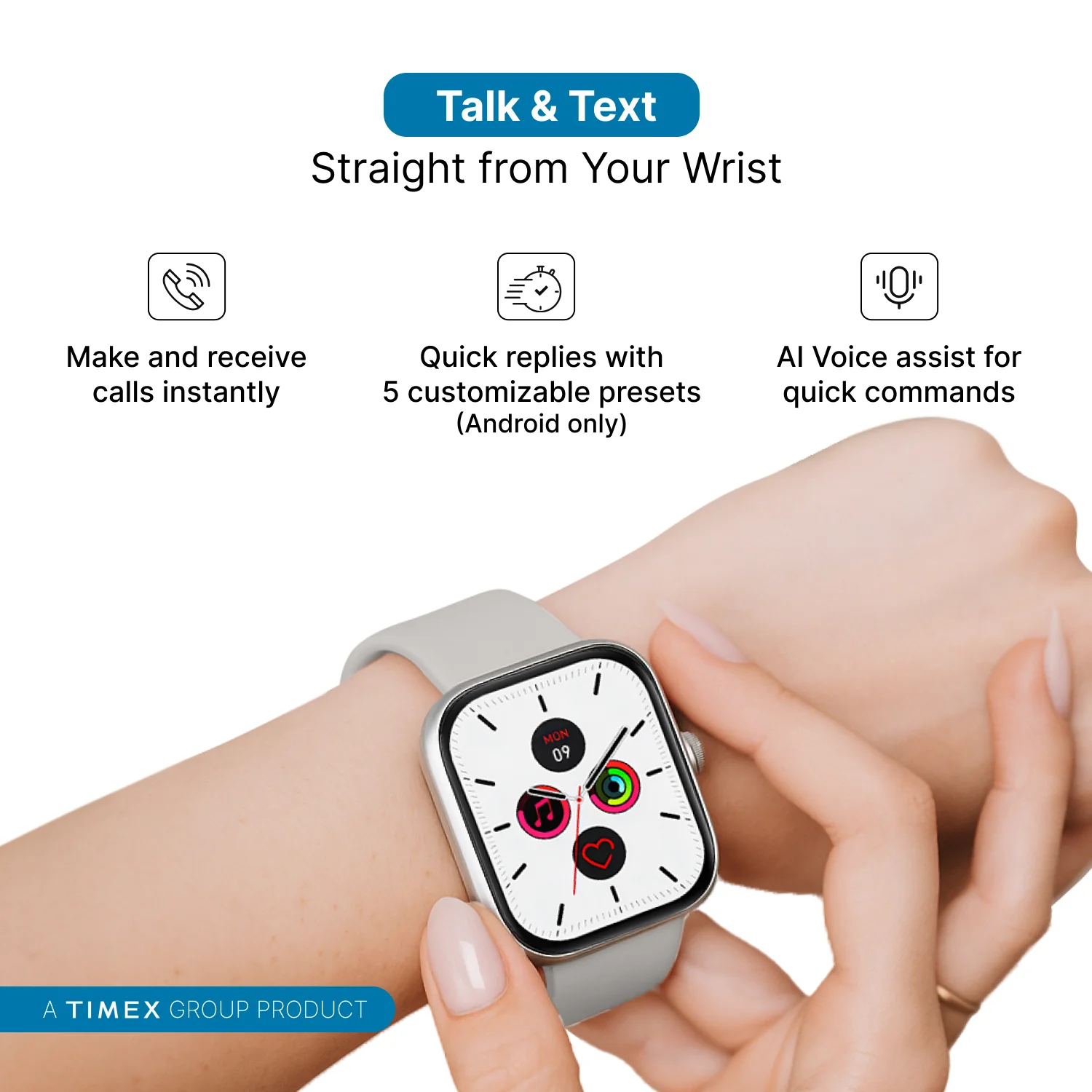 Timex iConnect Arc 2.01 inches (5.1 cm) Display with BT Calling Smartwatch For Unisex - TWIXW1402T - Image 10