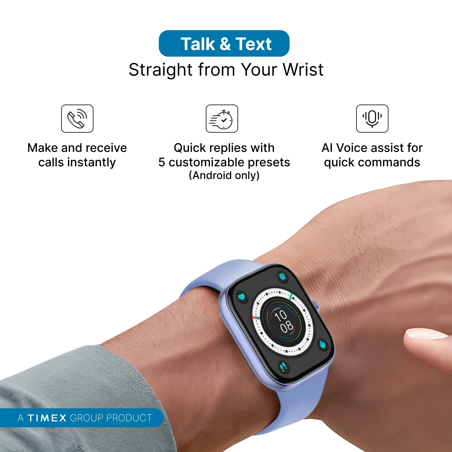 Timex iConnect Arc 2.01 inches (5.1 cm) Display with BT Calling Smartwatch For Unisex - TWIXW1403T - Image 10