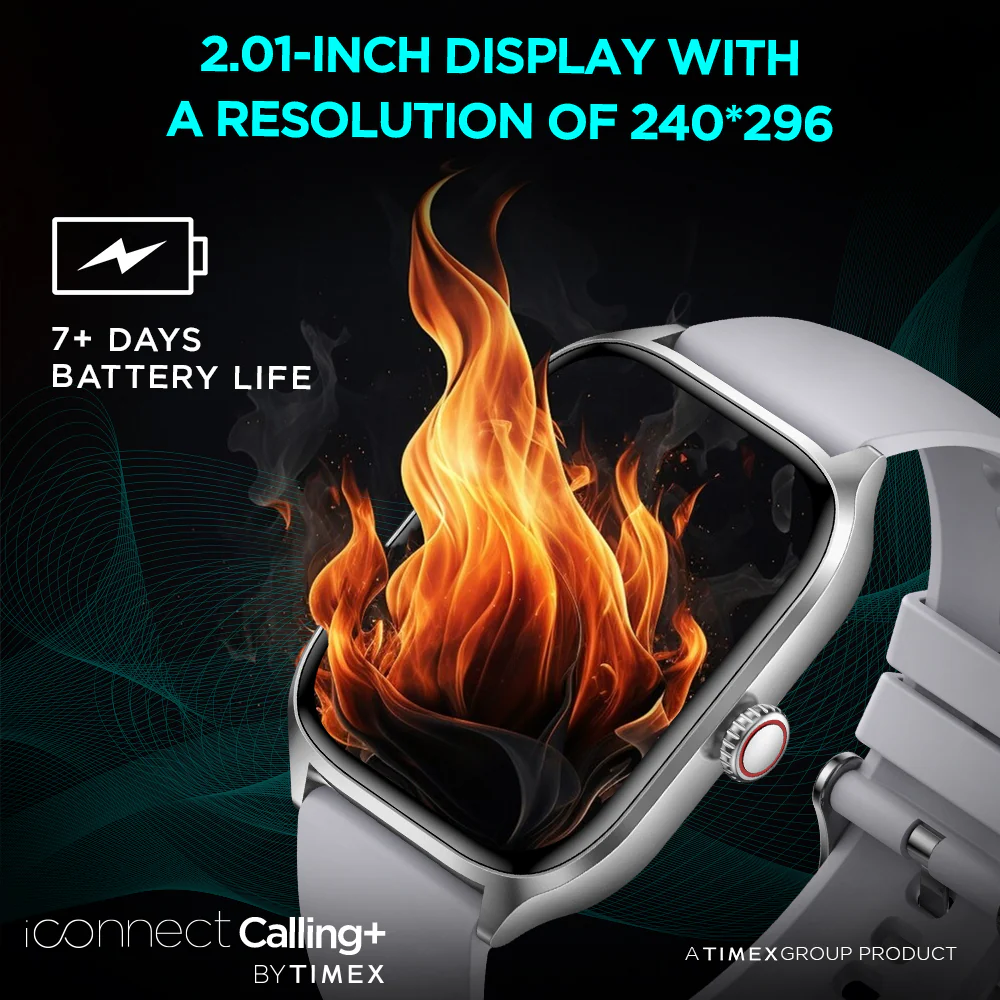 Timex iConnect Calling 2.01(5.10 cm) TFT Display with Functional Crown|Bluetooth Calling|AI Voice Assist|100 Sports Modes - TWIXW502T - Image 4