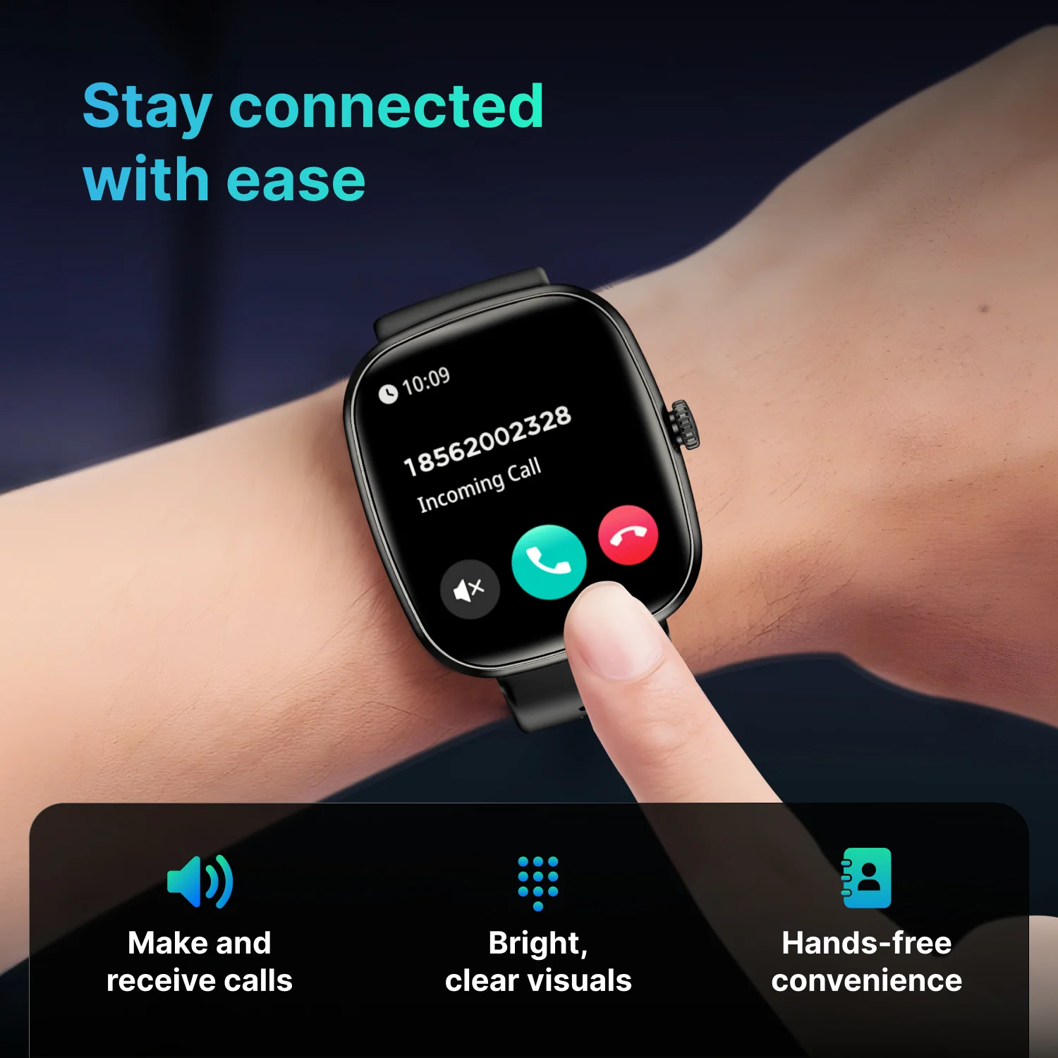 Timex iConnect Calling Ace 1.83 inches (4.64 cm) Display with Functional Crown and BT Calling Smartwatch For Unisex - TWIXW1100T - Image 4