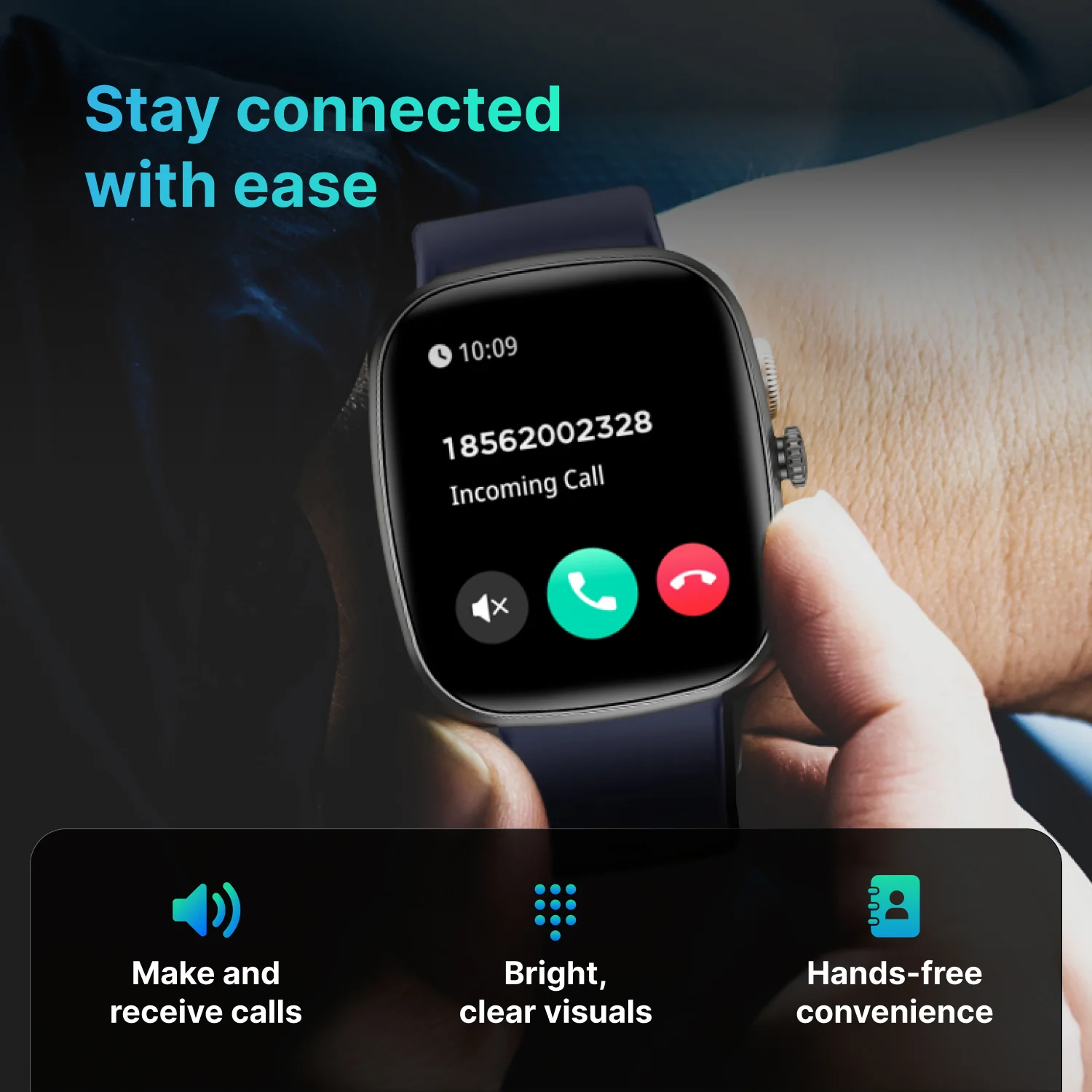 Timex iConnect Calling Ace 1.83 inches (4.64 cm) Display with Functional Crown and BT Calling Smartwatch For Unisex - TWIXW1103T - Image 6