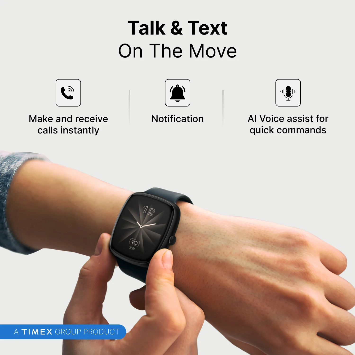 Timex iConnect Calling Ace 1.83(4.6 cm) 3D UI Display with Functional Crown and BT Calling Smartwatch For Unisex - TWIXW1500T - Image 10