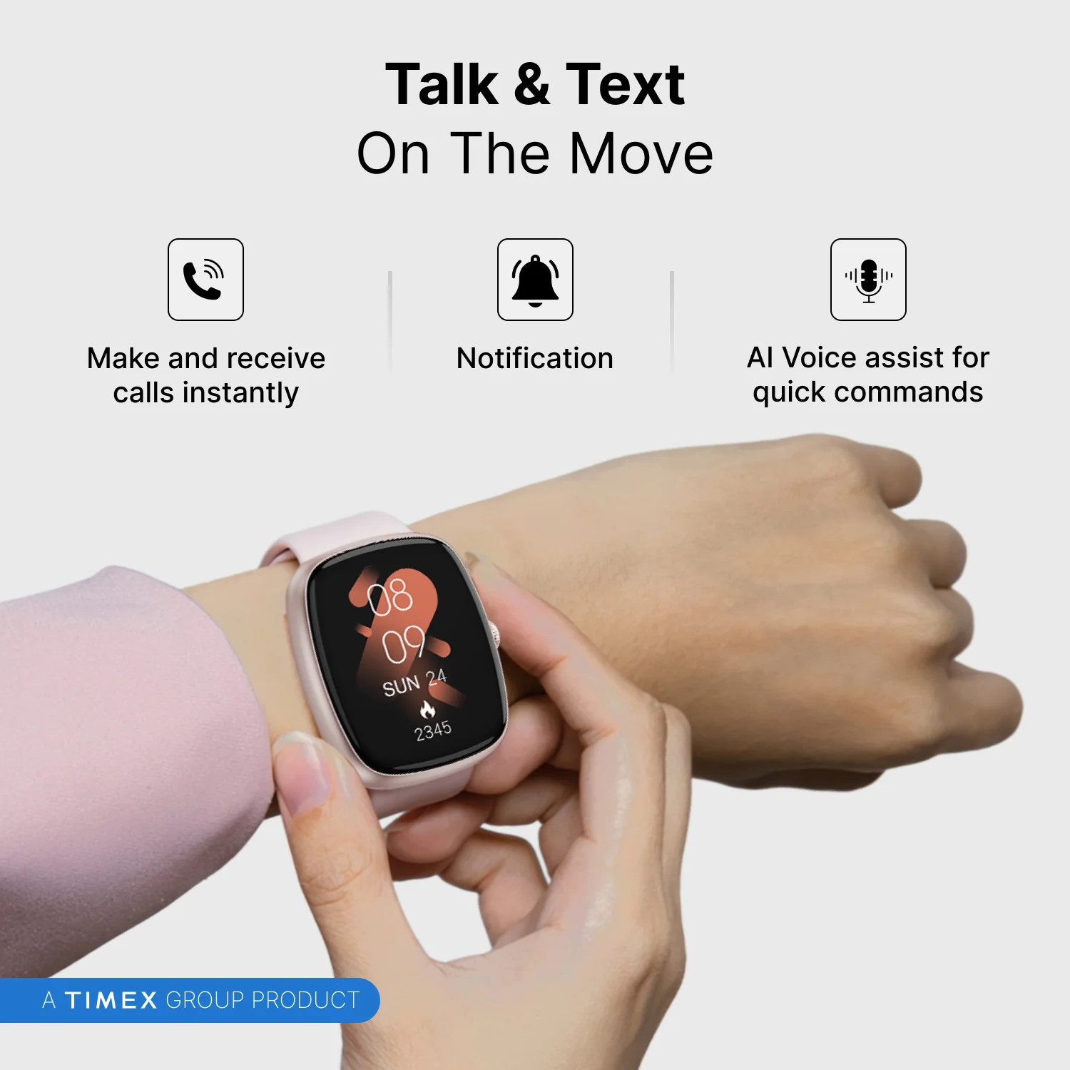 Timex iConnect Calling Ace 1.83 inches (4.6 cm) 3D UI Display with Functional Crown and BT Calling Smartwatch For Unisex - TWIXW1501T - Image 11