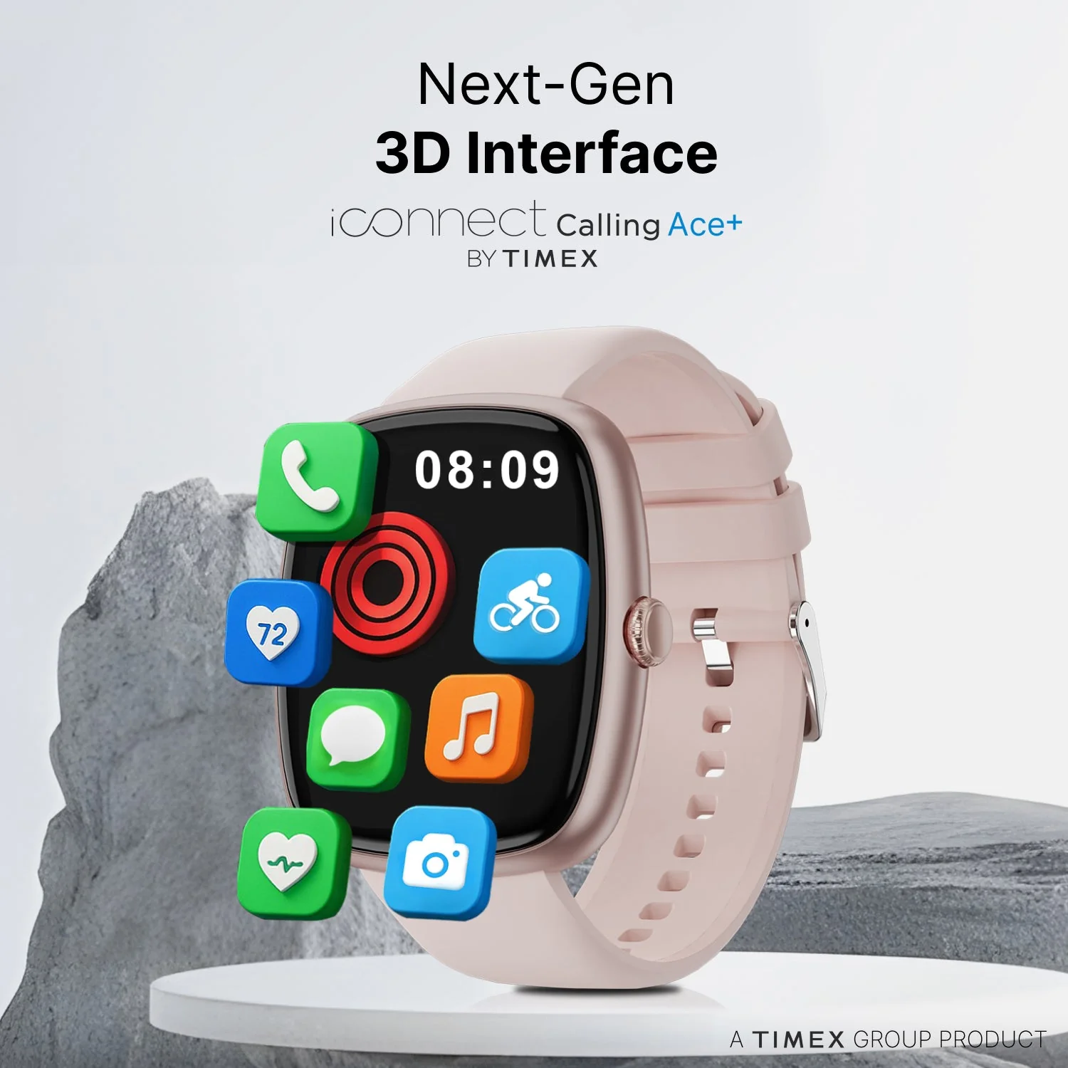 Timex iConnect Calling Ace 1.83 inches (4.6 cm) 3D UI Display with Functional Crown and BT Calling Smartwatch For Unisex - TWIXW1501T - Image 2