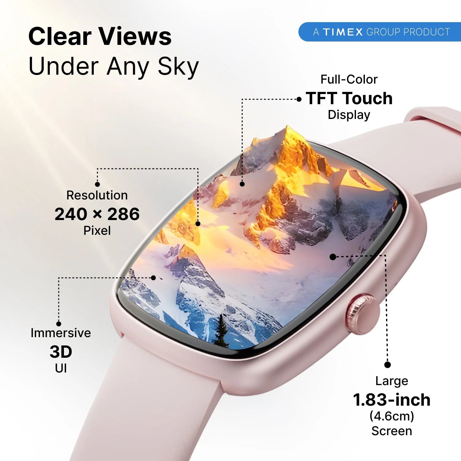 Timex iConnect Calling Ace 1.83 inches (4.6 cm) 3D UI Display with Functional Crown and BT Calling Smartwatch For Unisex - TWIXW1501T - Image 3