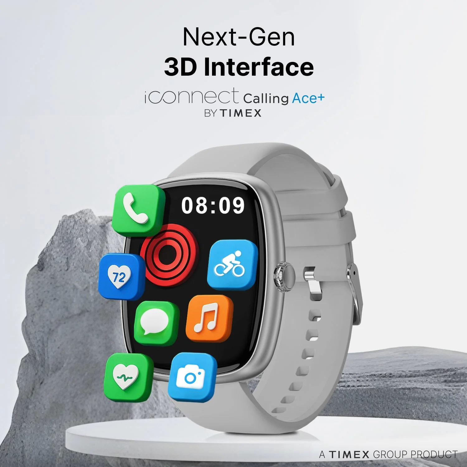 Timex iConnect Calling Ace 1.83 inches (4.6 cm) 3D UI Display with Functional Crown and BT Calling Smartwatch For Unisex - TWIXW1502T - Image 2