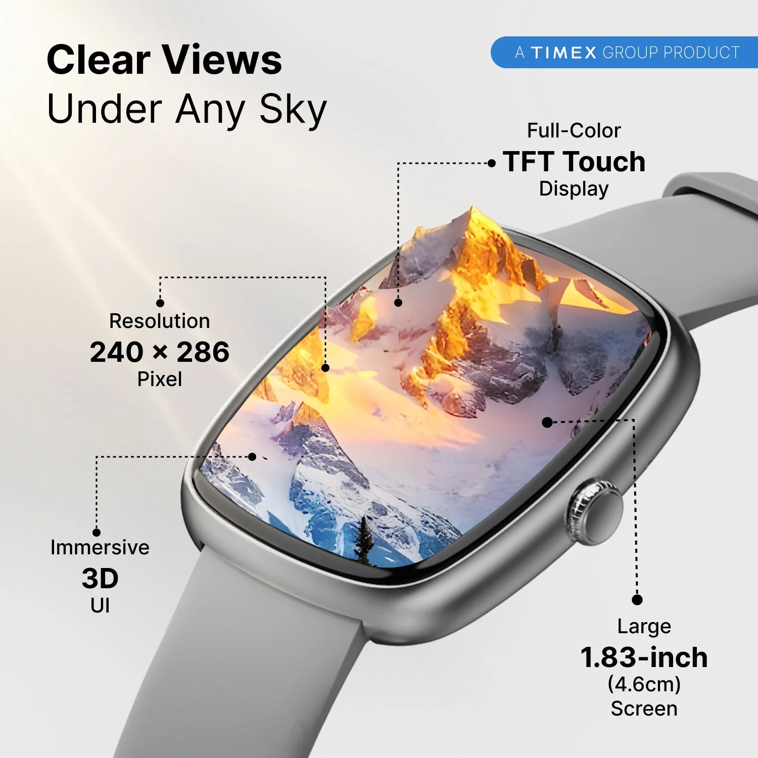 Timex iConnect Calling Ace 1.83 inches (4.6 cm) 3D UI Display with Functional Crown and BT Calling Smartwatch For Unisex - TWIXW1502T - Image 3
