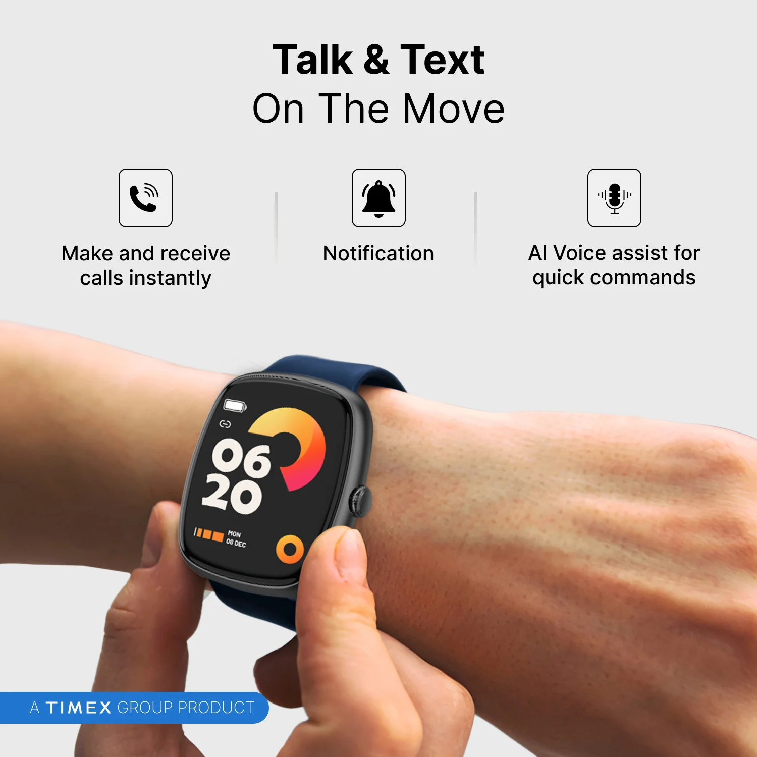 Timex iConnect Calling Ace 1.83 inches (4.6 cm) 3D UI Display with Functional Crown and BT Calling Smartwatch For Unisex - TWIXW1503T - Image 11