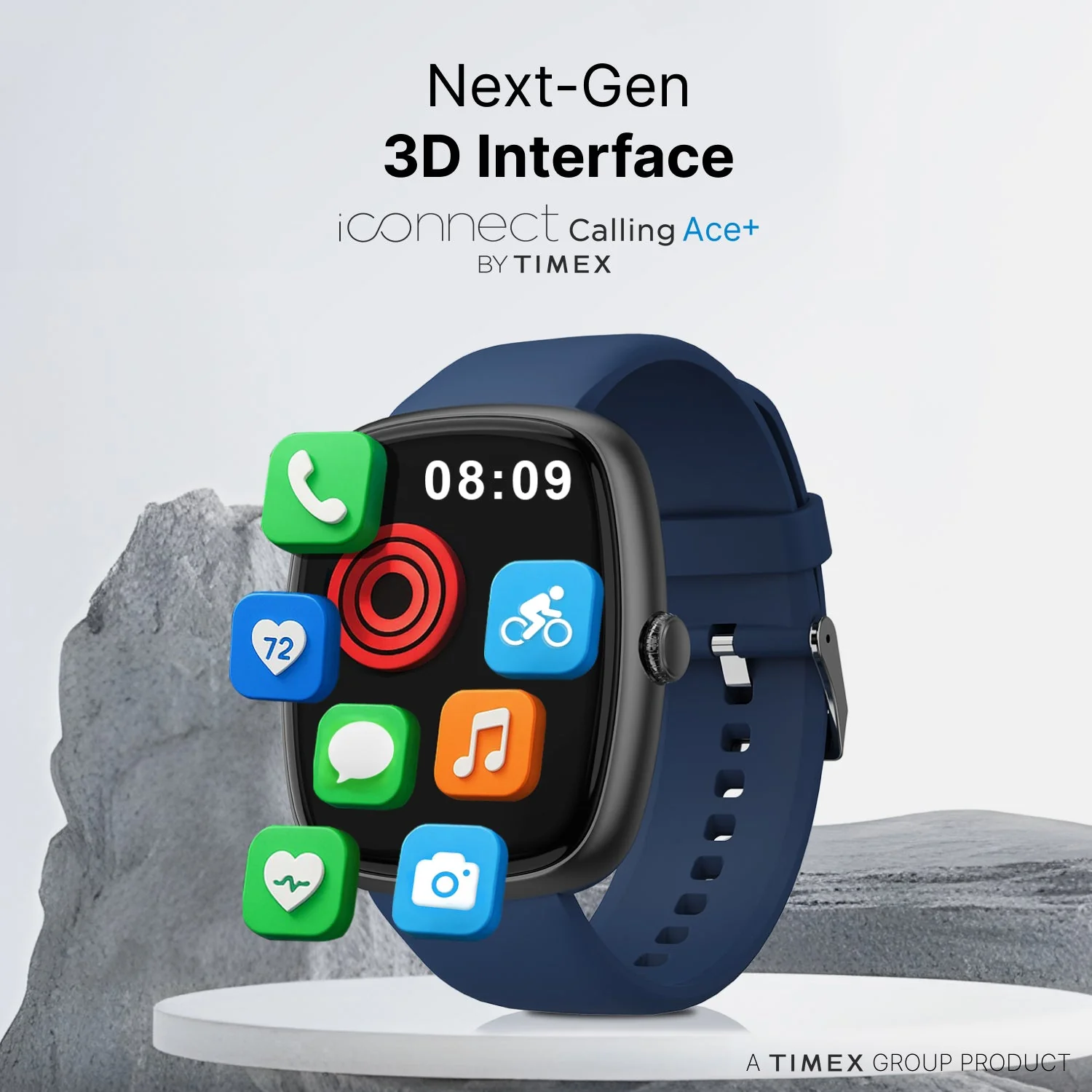 Timex iConnect Calling Ace 1.83 inches (4.6 cm) 3D UI Display with Functional Crown and BT Calling Smartwatch For Unisex - TWIXW1503T - Image 2