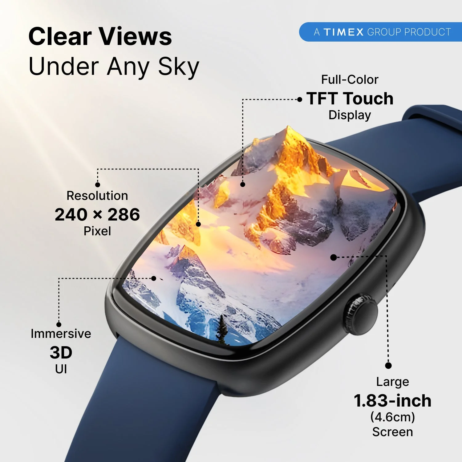 Timex iConnect Calling Ace 1.83 inches (4.6 cm) 3D UI Display with Functional Crown and BT Calling Smartwatch For Unisex - TWIXW1503T - Image 3