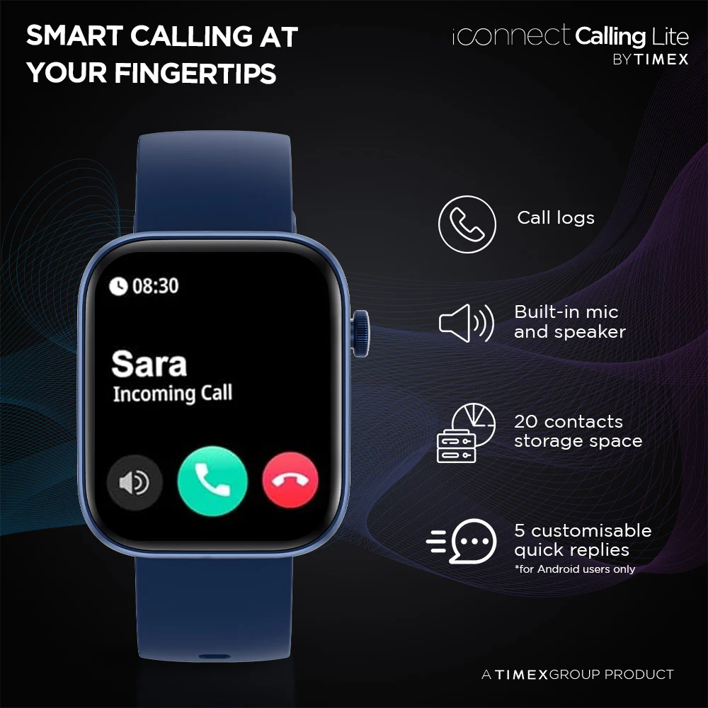 Timex iConnect Calling Lite 1.83 inches (4.6cm) Display BT Calling Smartwatch For Unisex - TWIXW602T - Image 8