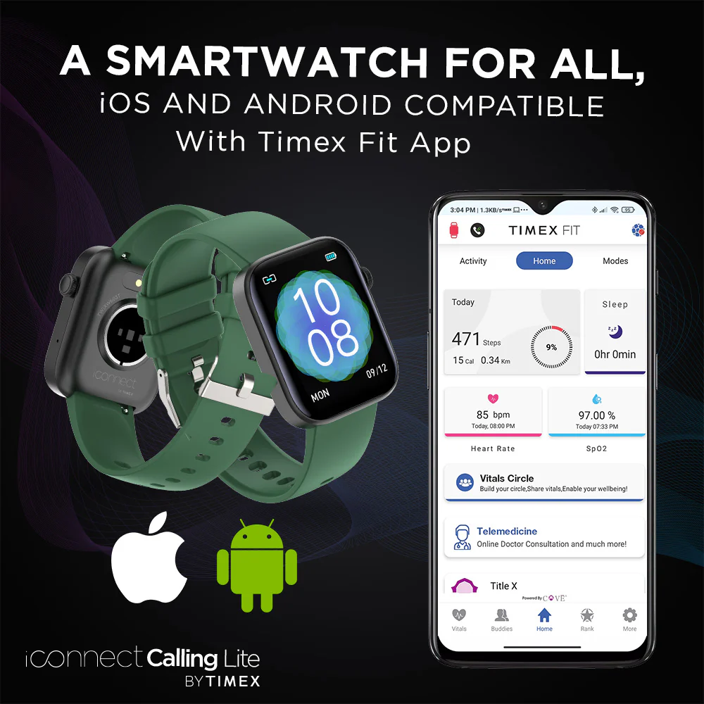 Timex iConnect Calling Lite 1.83 inches (4.6cm) Display BT Calling Smartwatch For Unisex - TWIXW603T - Image 7