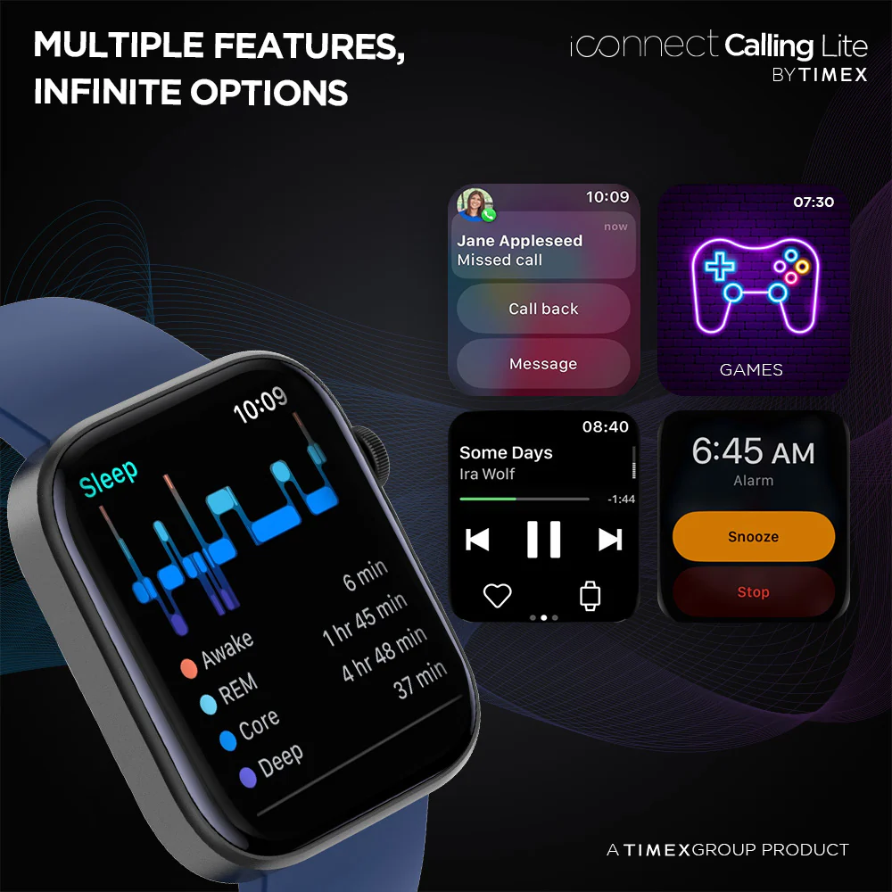 Timex iConnect Calling Lite 1.83(4.6cm) Display BT Calling Smartwatch For Unisex - TWIXW604T - Image 6
