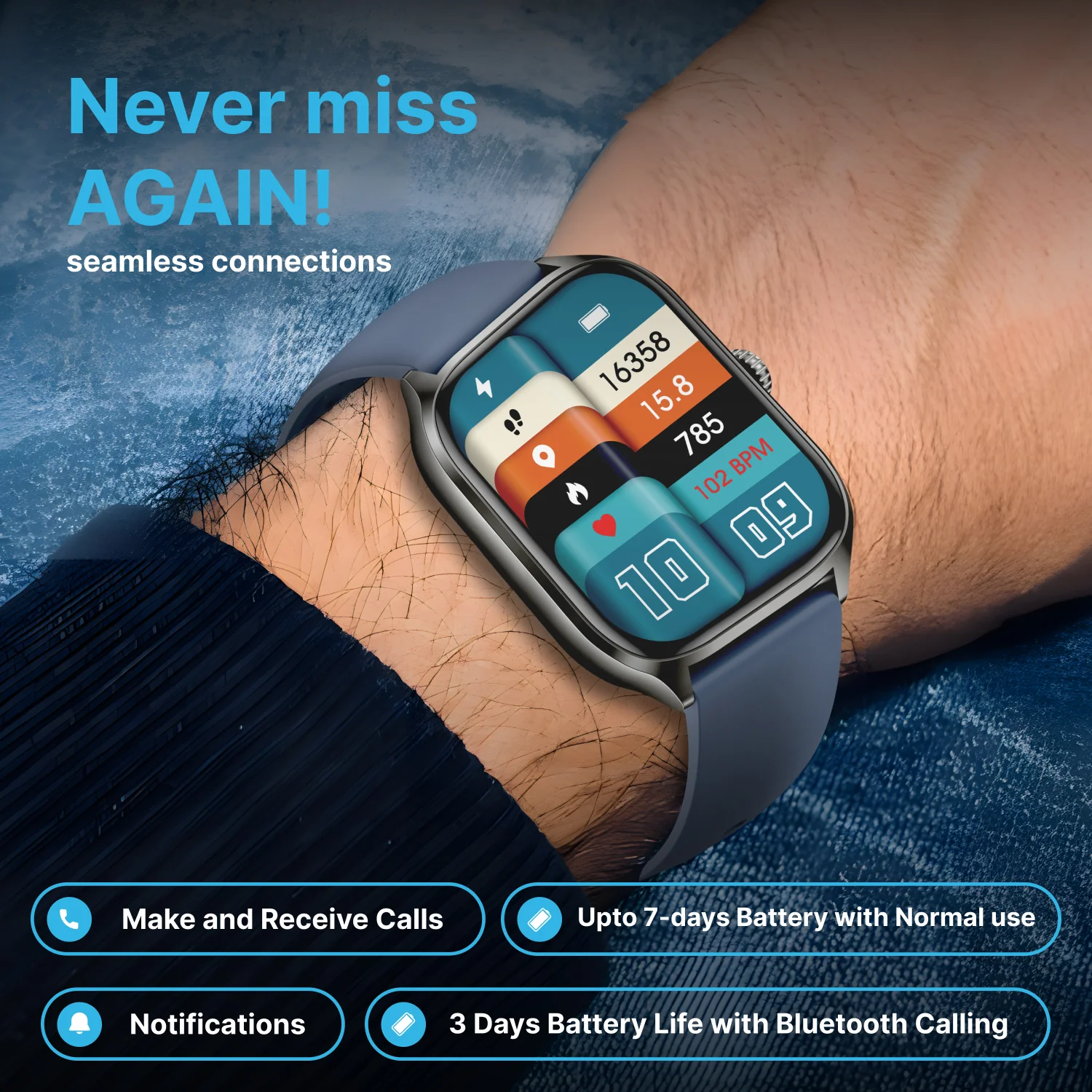 Timex iConnect Calling Max 2.01(5.1cm) Display with Functional Crown and BT Calling Smartwatch For Unisex - TWIXW1302T - Image 13