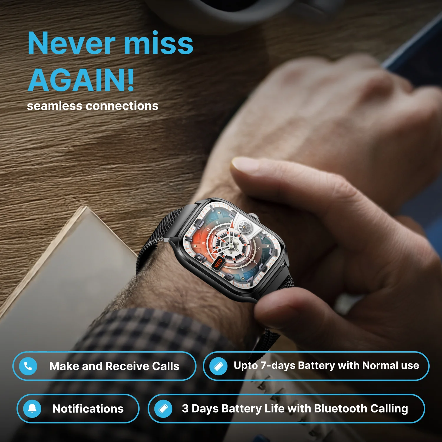 Timex iConnect Calling Max 2.01(5.1cm) Display with Functional Crown and BT Calling Smartwatch For Unisex - TWIXW1303T - Image 10