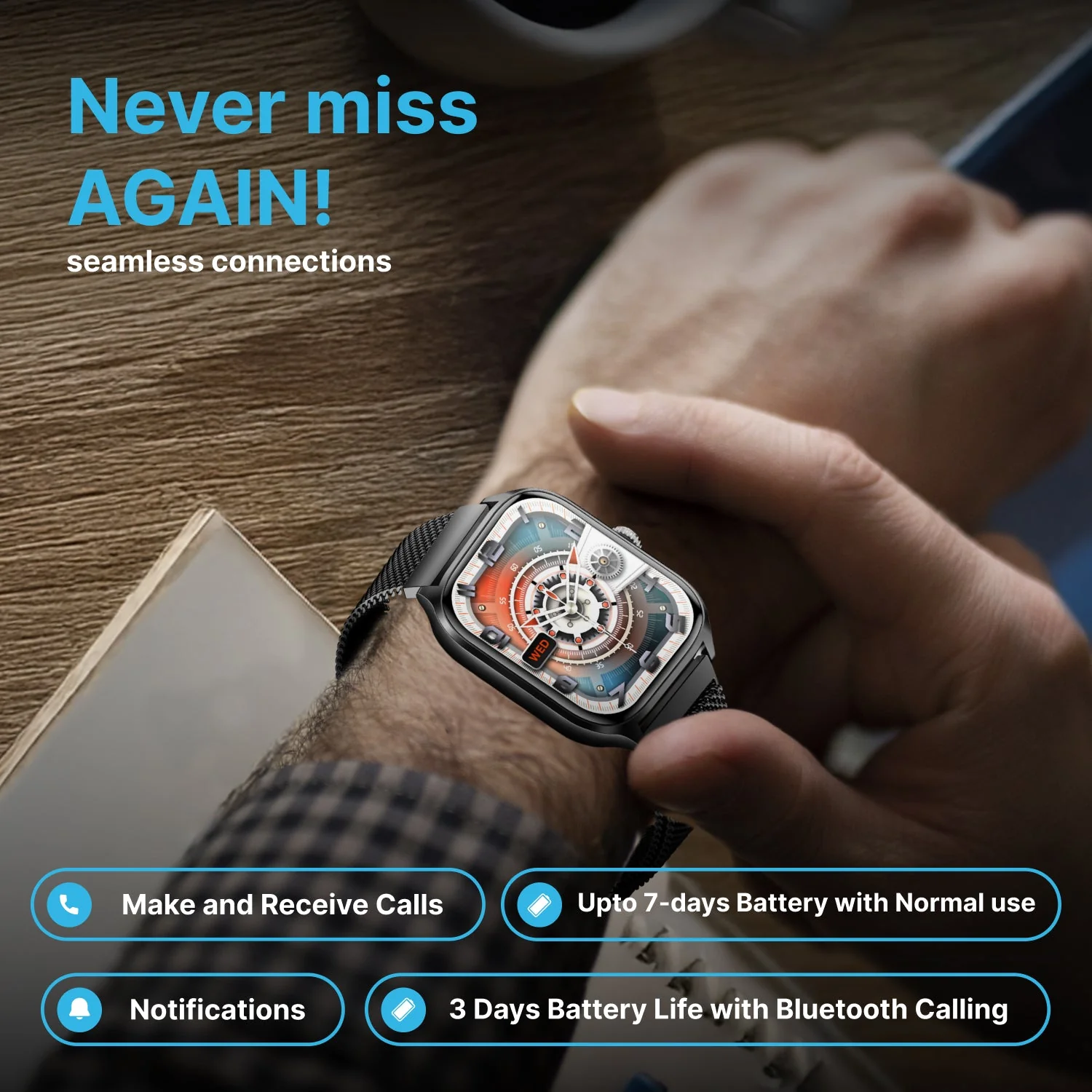 Timex iConnect Calling Max 2.01(5.1cm) Display with Functional Crown and BT Calling Smartwatch For Unisex - TWIXW1303T - Image 3
